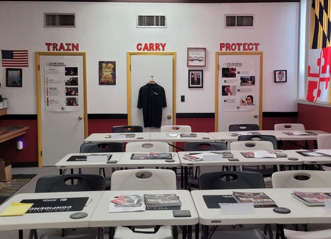 Rear View of Paradigm Firearms Training Classroom in Westminster, MD