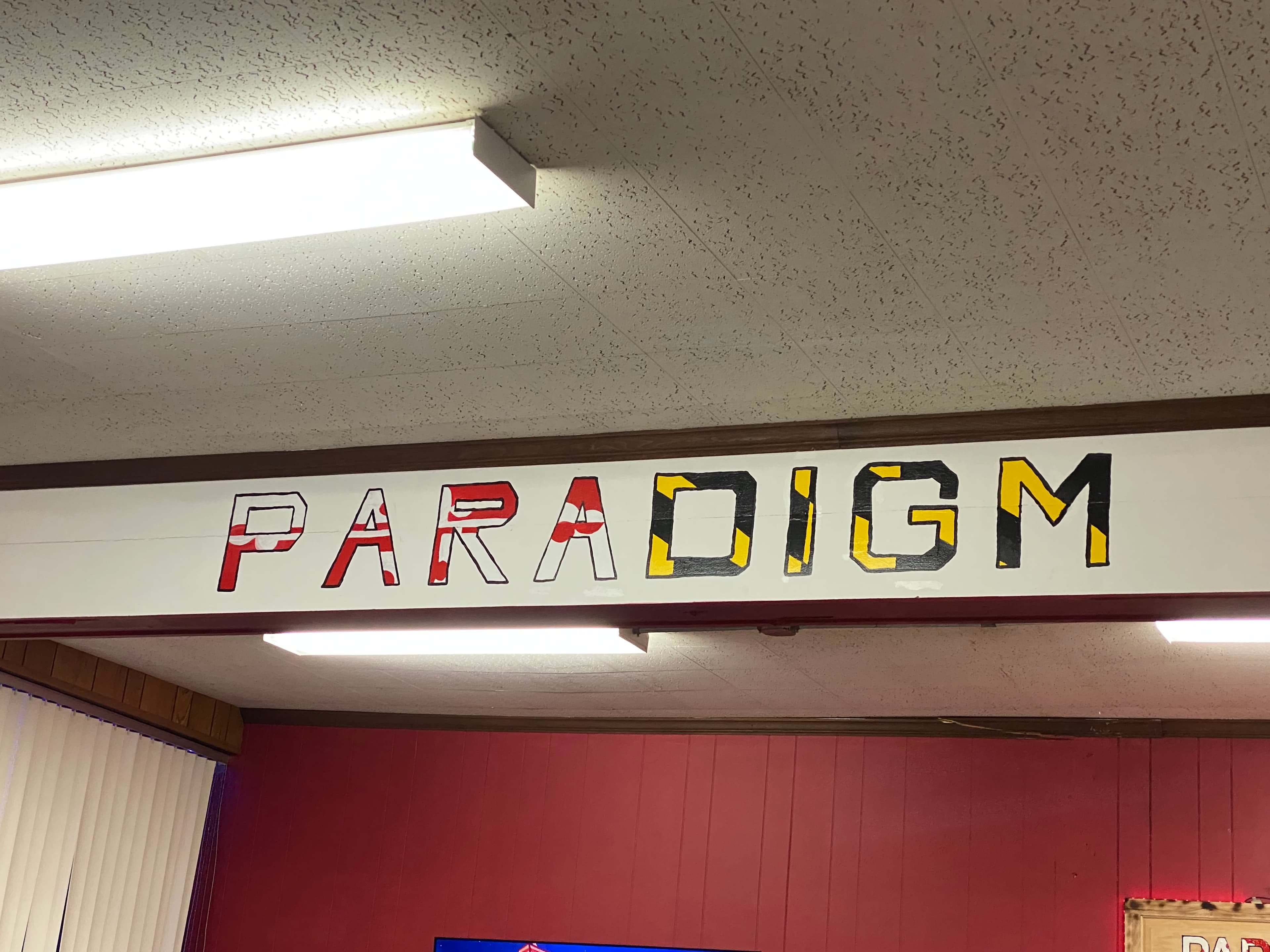 Paradigm Firearms Training Logo Painted in the Classroom